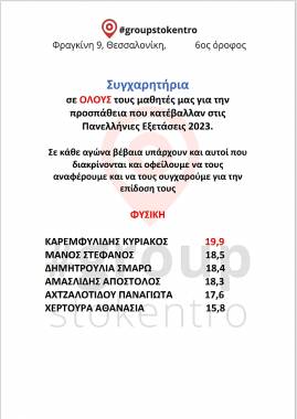 ΒΑΘΜΟΛΟΓΙΕΣ ΠΑΝΕΛΛΗΝΙΩΝ 2023