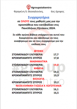 ΒΑΘΜΟΛΟΓΙΕΣ ΠΑΝΕΛΛΗΝΙΩΝ 2024